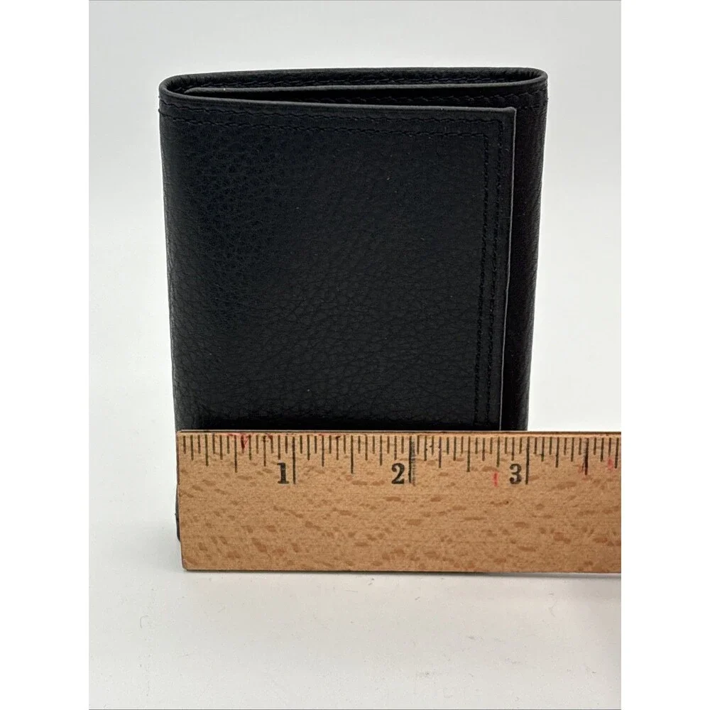 Vintage Rolf’s Men’s Black Leather Trifold Wallet Star Of David Original Box EUC